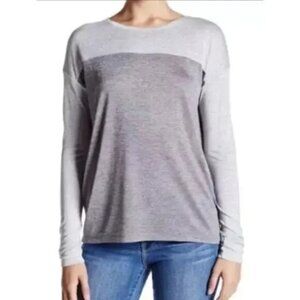 Vince Colorblock Long Sleeve Shirt XL Gray Piping Lightweight Top